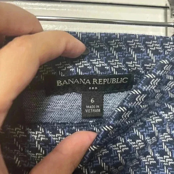 Banana Republic Blue Cotton Knot Zig Zag Geometric Patterned Pencil Skirt 6 - Picture 4 of 7